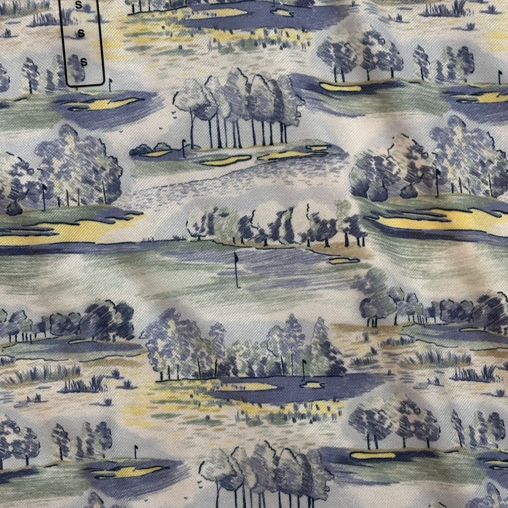 Walter Hagen Clubhouse Country Club Printed Mens Golf Polo White Blue Small NWT - Picture 3 of 3